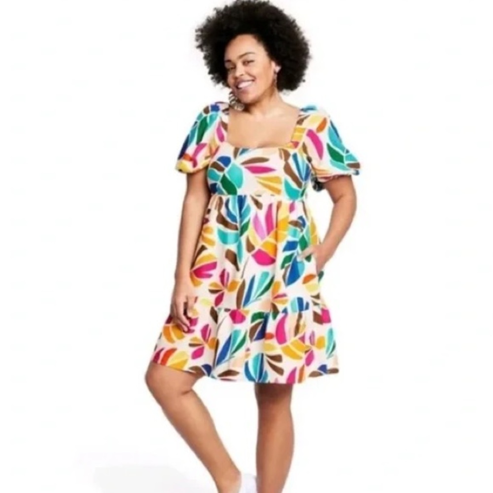 Tabitha Brown Multicolor Leaf Print Dress
